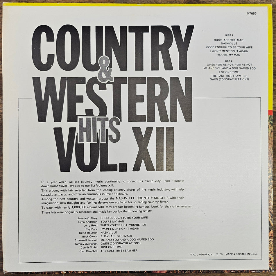 Country and Western Hits Volume XII (LP)