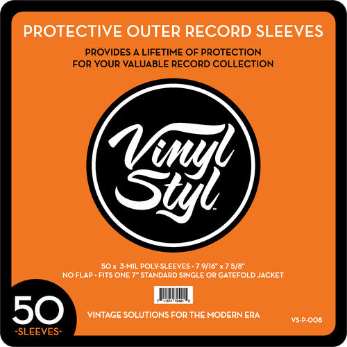 Vinyl Styl® VS-P-008 7 Inch Outer Record Sleeves - Open Top - 50 Count
