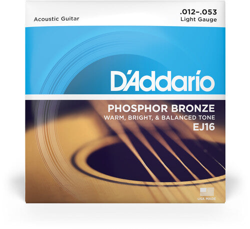 D'Addario EJ16 Phosphor Bronze Acoustic Guitar Strings Light 12-53