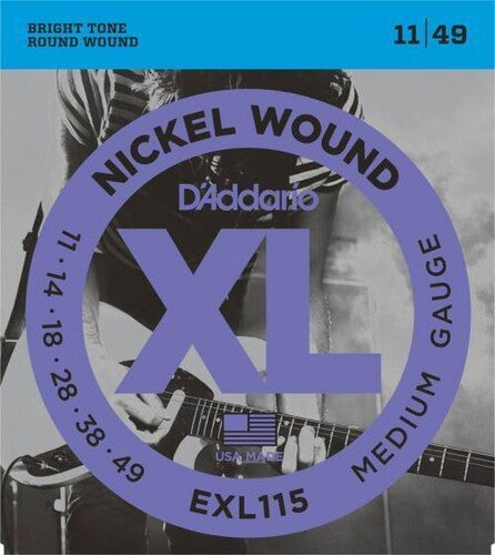 D'Addario EXL115 Nickel Wound Electric Guitar Strings Medium/Blues Jazz Rock 11-49