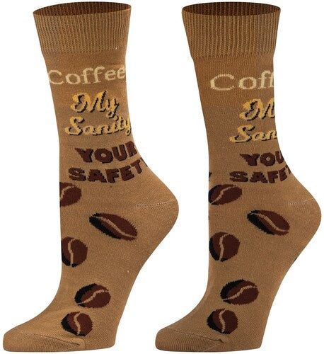 Crazy Socks - Coffee, My Sanity - Women's Crew Socks - Fits Women 5-10
